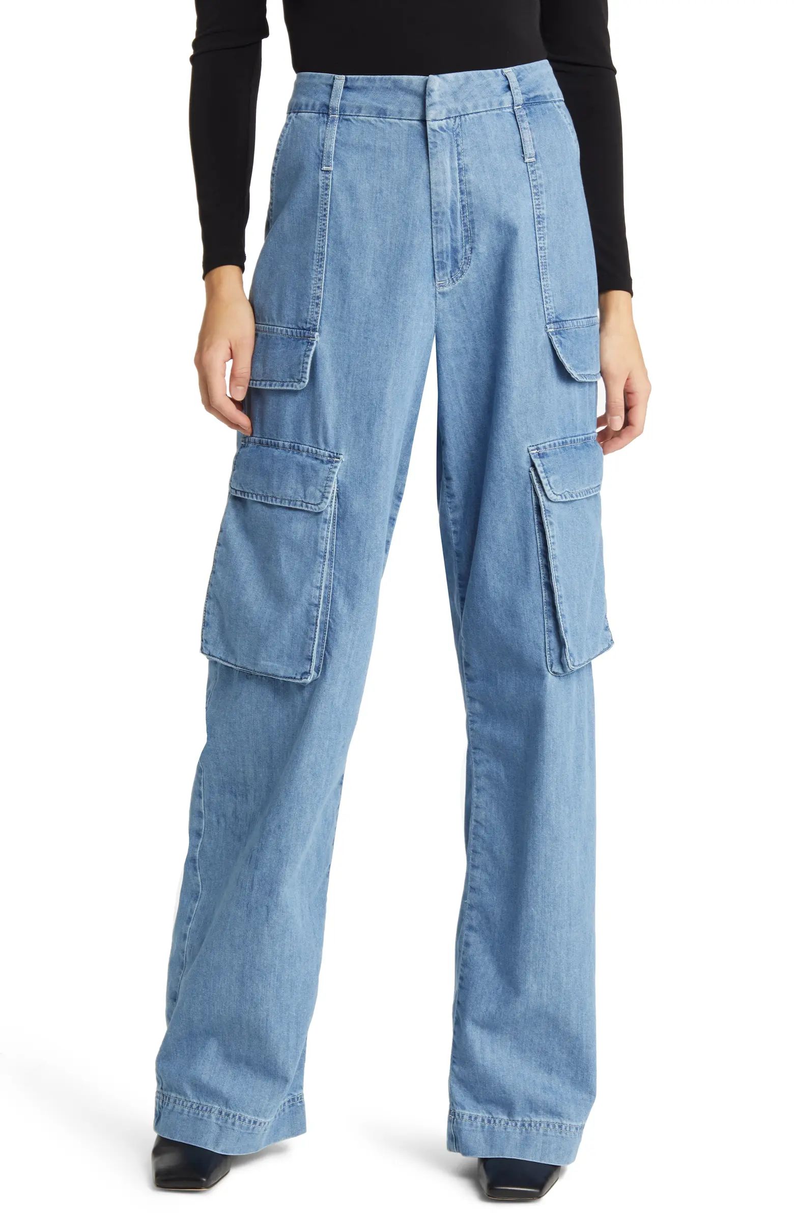 Relaxed High Waist Straight Leg Cargo Jeans | Nordstrom