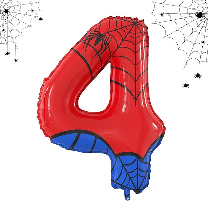40 Inch Giant Spider Theme Number Foil Balloons - Large Number 4 Balloons for Kids' Birthday Anni... | Amazon (US)