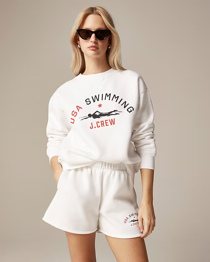 Limited-edition USA Swimming® X J.Crew heritage fleece crewneck sweatshirt | J. Crew US