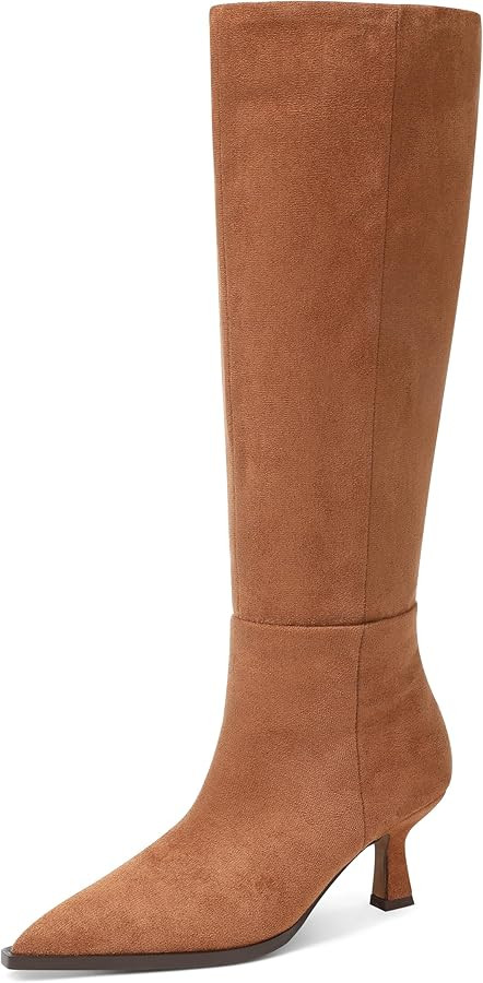 VOMIRA Knee High Boots for Women Black Boots Pointy Toe Kitten Heels Wide Calf Boots 3 In High He... | Amazon (US)