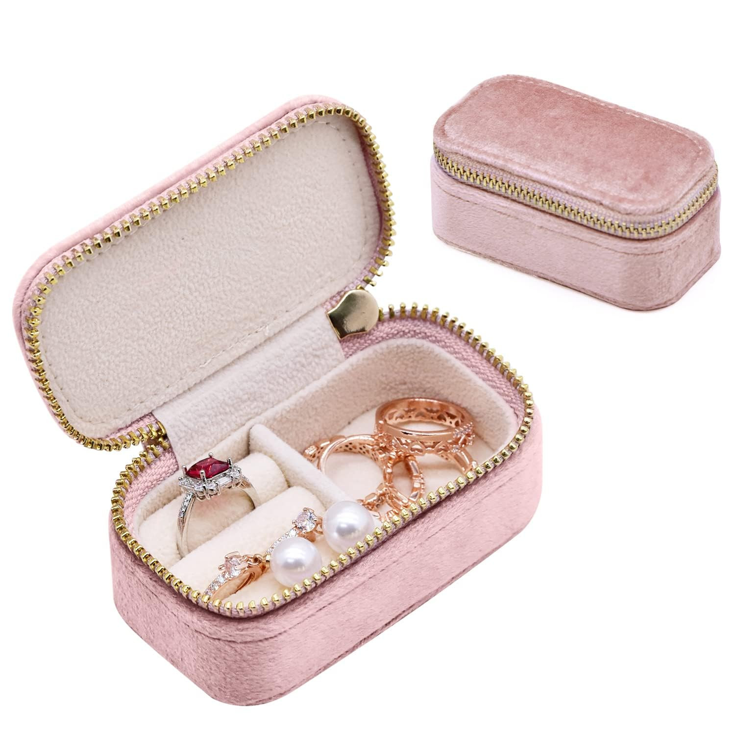 TAIMY Mini Jewelry Travel Case, Velvet Small Travel Jewelry Box, Portable Jewelry Travel Organize... | Amazon (US)