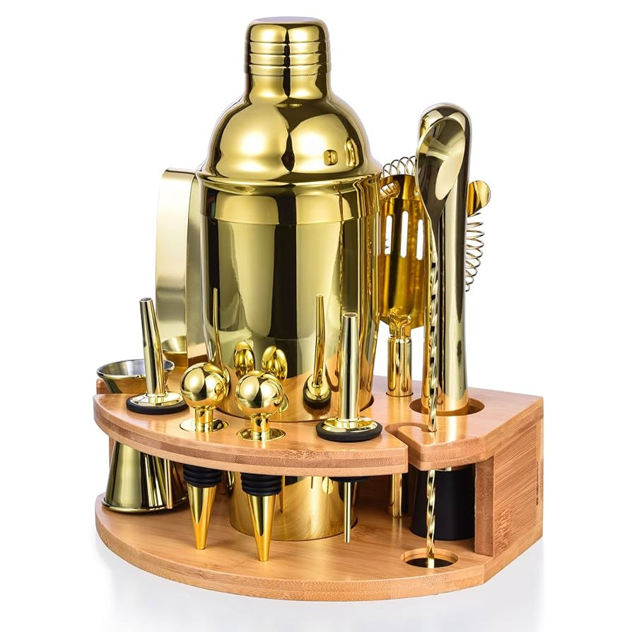Bartender Kit with Stylish Bamboo Stand, 12 Piece 25oz Cocktail Shaker Set for Mixed Drink, Profe... | Amazon (US)