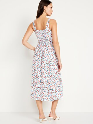 Fit & Flare Linen-Blend Midi Dress | Old Navy (US)