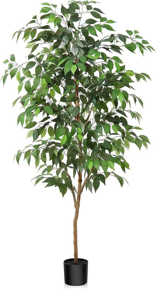 Fopamtri Artificial Ficus Plant 150 cm Large Fake Plants Indoor with Natural Wood Trunk, Fake Pot... | Amazon (UK)