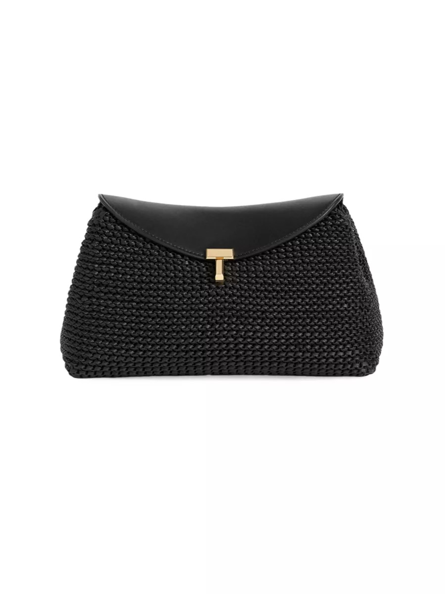T-Lock Woven Leather Clutch | Saks Fifth Avenue