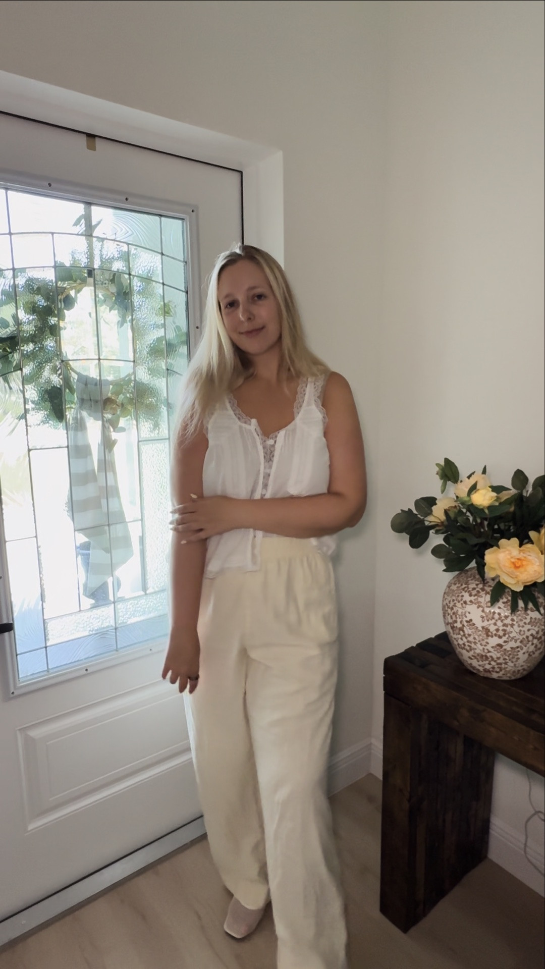 Summer neutrals that never go out of style ☀️🤍

An easy summer outfit featuring a feminine lace tank and breezy linen pants. This is the kind of effortless look you can wear for brunch, vacation, church, dinner, or a casual day out. Comfortable, classic, and easy to style all season long.

#LTKStyle #SummerOutfit #NeutralStyle #LinenPants #SummerFashion #VacationStyle #ClassicStyle #CapsuleWardrobe #EverydayStyle #MinimalStyle #EffortlessFashion #OOTD #LTKFashion #SummerWardrobe #BrunchOutfit