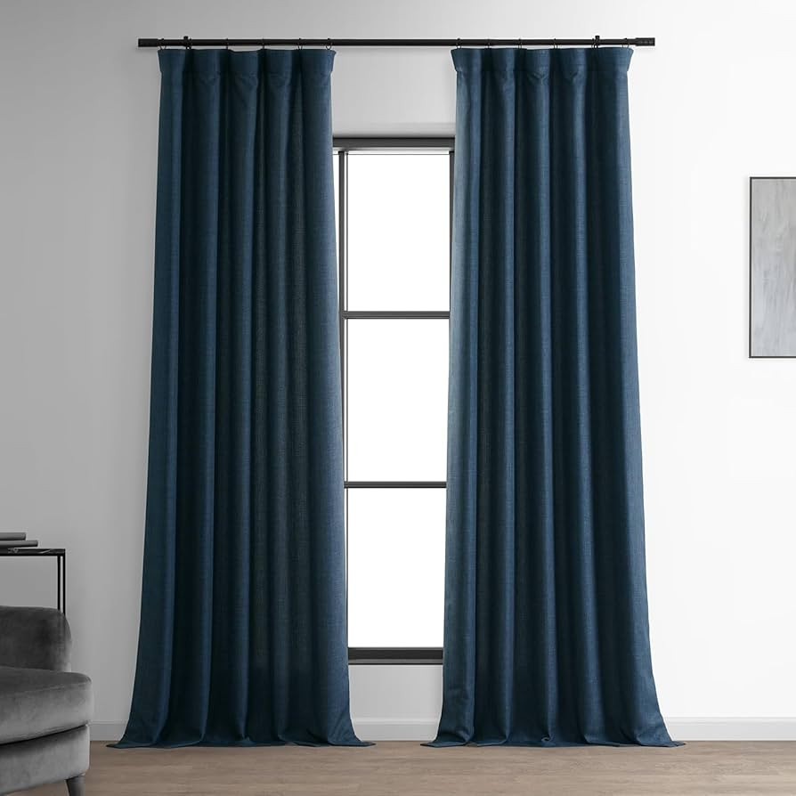 HPD Half Price Drapes Italian Faux Linen Curtains 120 Inches Long Room Darkening Curtains for Bed... | Amazon (US)