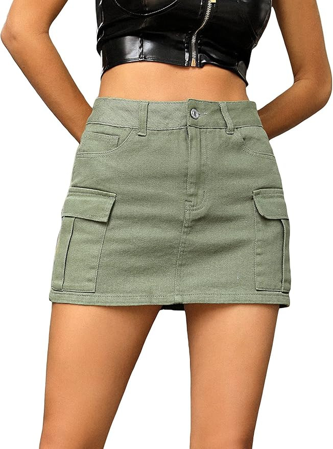 MakeMeChic Women's Denim Skirt Y2K Denim Skort Low Rise Mini Jean Skirt | Amazon (US)