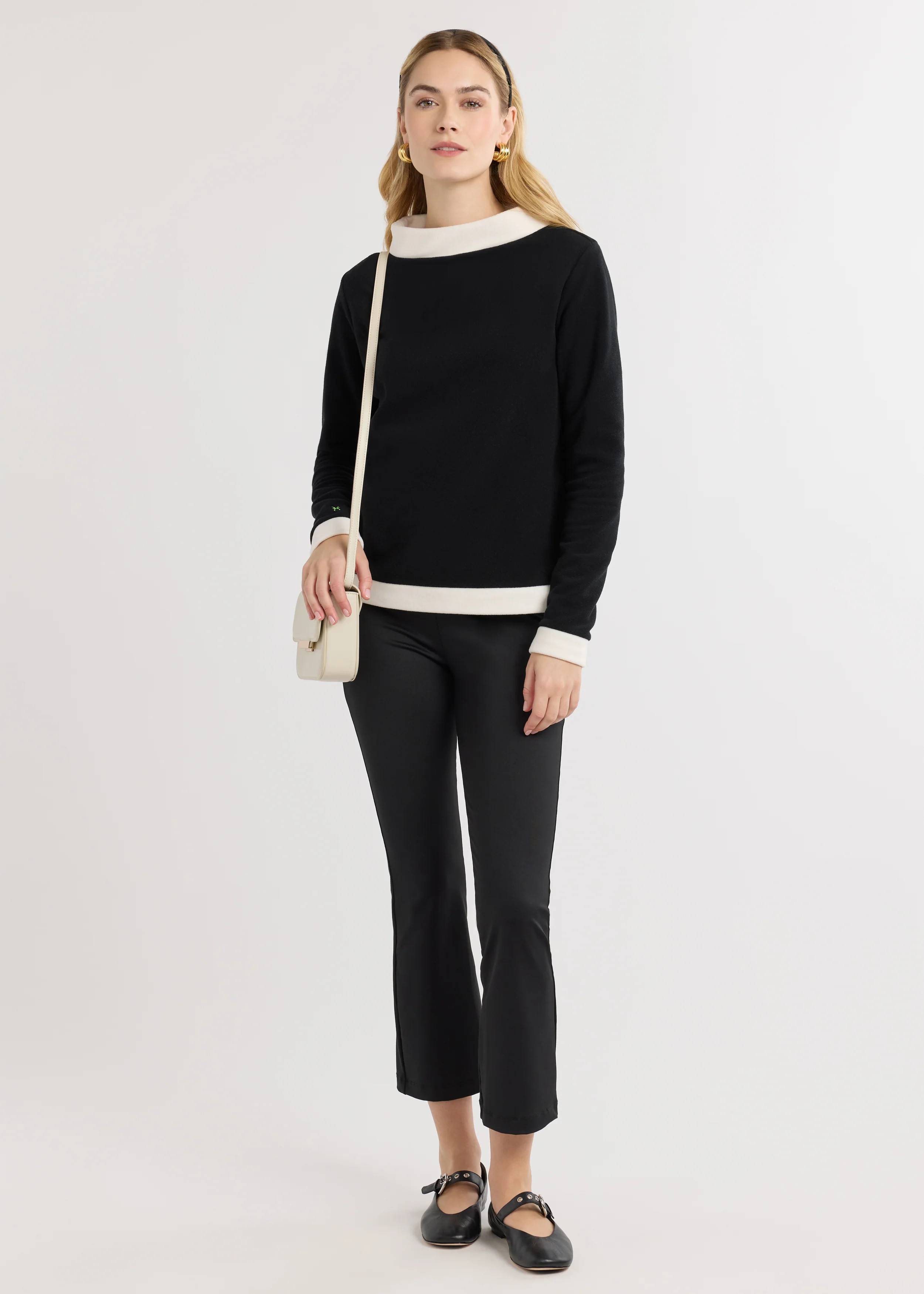 Brighton Colorblock in Vello Fleece (Black/Cream) | Dudley Stephens