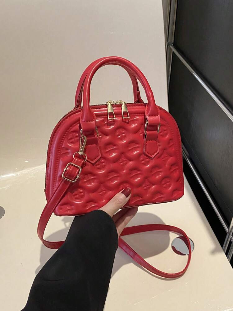 New
     
      Neon Red Textured Dome Bag Double Handle Funky Style
       
              
     ... | SHEIN