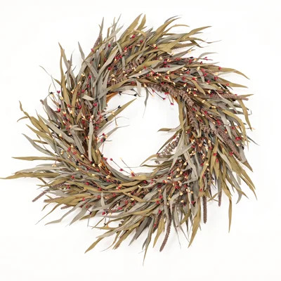 24" Grass, Berry Thanksgiving Wreath | Wayfair North America