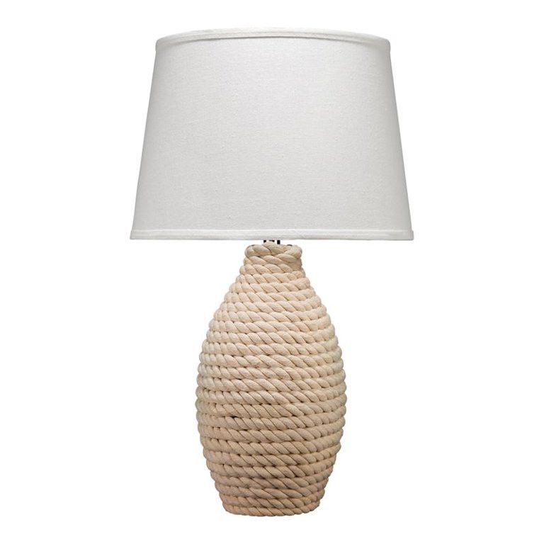 Eden Home Coastal Fabric Table Lamp with Tapered Shade in White Rope Finish | Walmart (US)