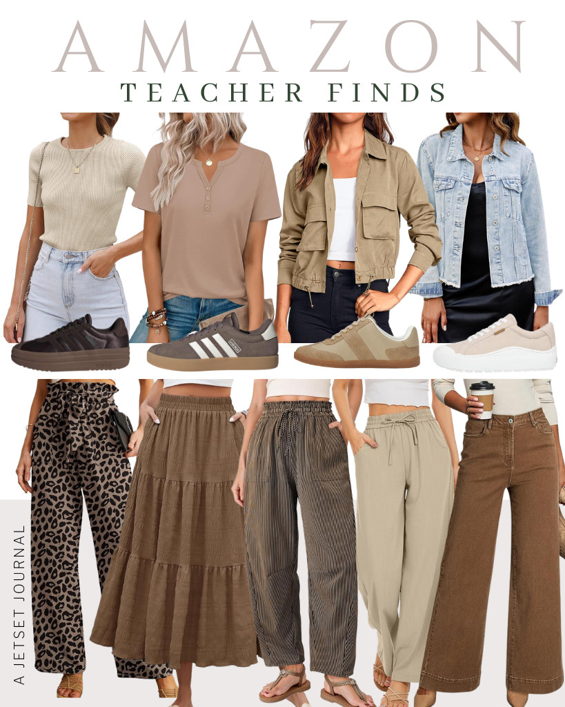 Curious about the newest fashion trends? These Teacher Outfit Ideas will give you lots of styles to try. First up are these high-waist palazzo pants from IWOLLENCE, followed by a HUSKARY maxi skirt. Both are perfect for ZESICA’s ribbed knit sweater top. You can also layer your outfits with the Onedreamer cropped jacket or this luvamia denim jacket. Sneakers from Dr. Scholl’s, adidas, and Amazon Essentials are featured in this collection too! 

 #LTKSeasonal #LTKSaleAlert #LTKTravel
