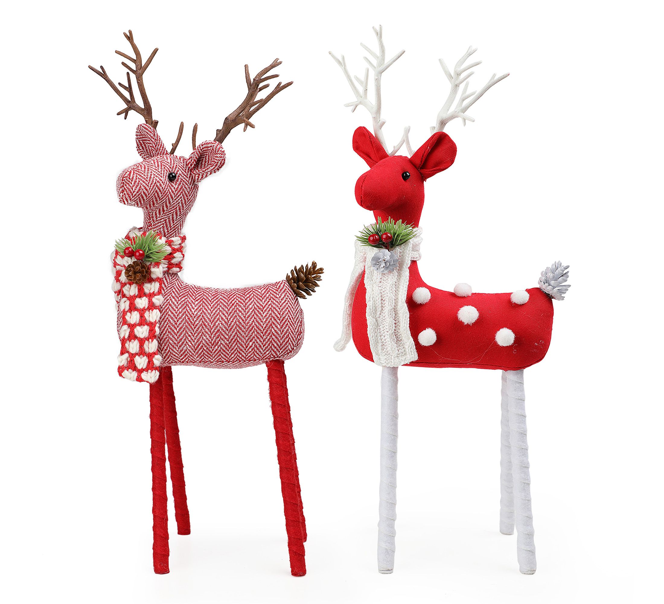 Holiday Time Large Red Fabric Deer Set of 2; Christmas Tabletop Décor - Walmart.com | Walmart (US)