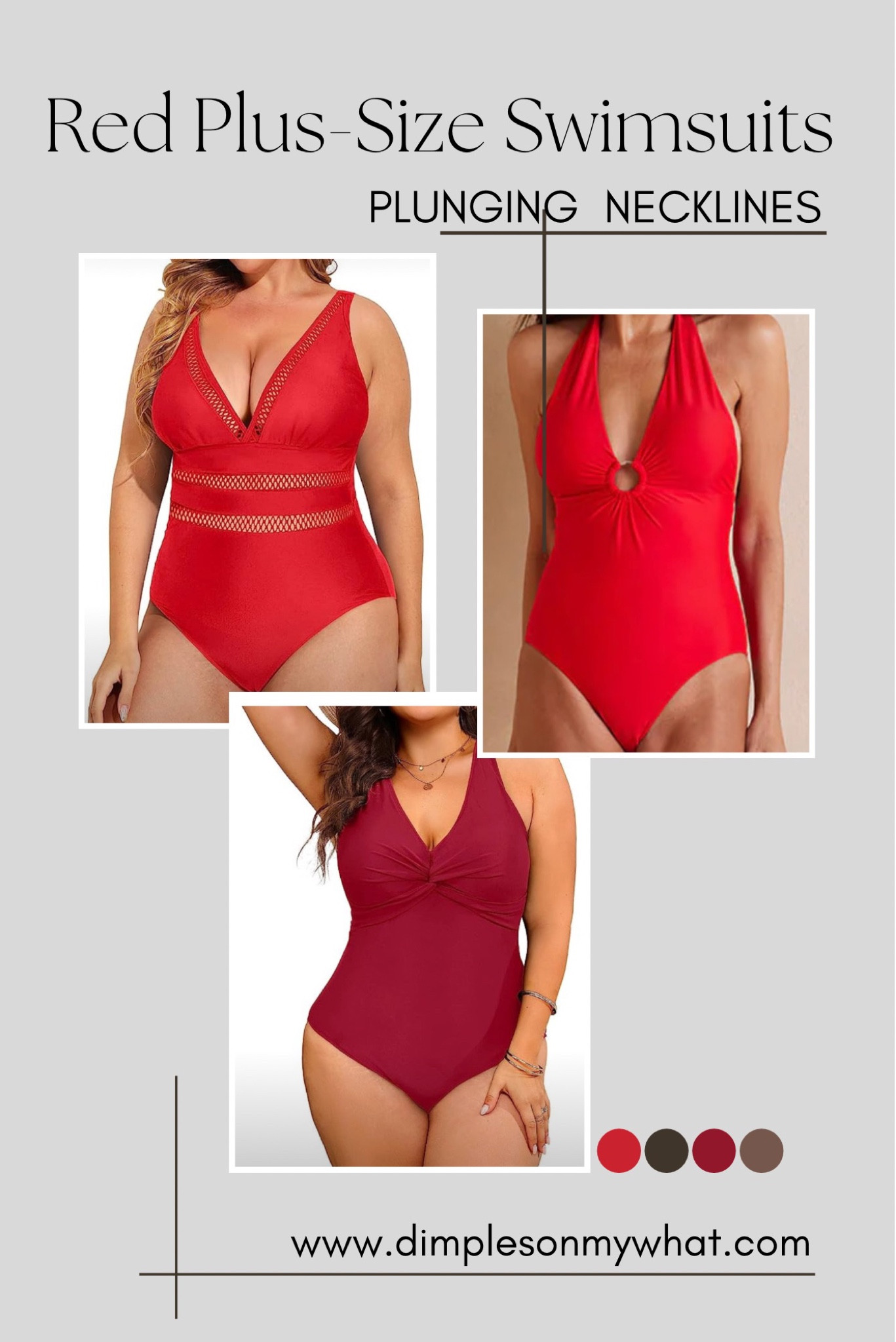 Looking for confidence in a swimsuit? Wear a red one! Here are some beautiful red plus size suits also available in midsizes. Check out these red plus size swimsuits with plunging necklines  

#plussizeswimsuits #redswimsuits #plussize #midsize #midsizeswimsuits

#LTKSeasonal #LTKcurves