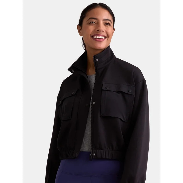 Avia Women's Knit Cargo Cropped Jacket, Size XS-XXXL | Walmart (US)