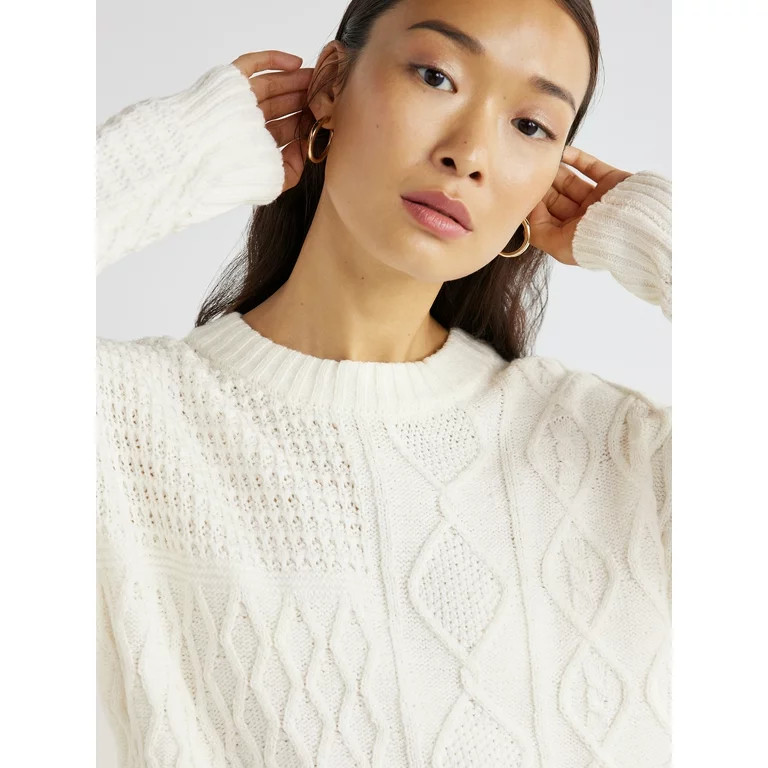 Time and Tru Women's Mixed Stitch Sweater, Midweight, Sizes XS-XXXL | Walmart (US)