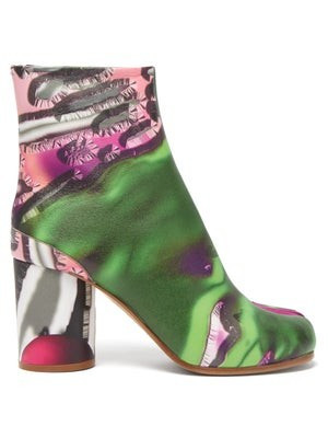 Tabi flamingo-print split-toe leather boots | Matches (UK)