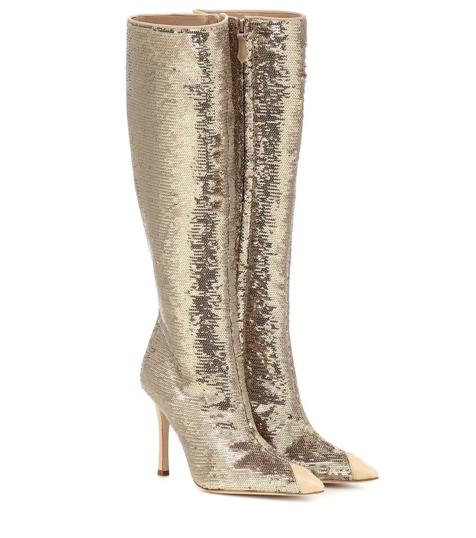 Sequined leather-trimmed boots | Mytheresa (INTL)