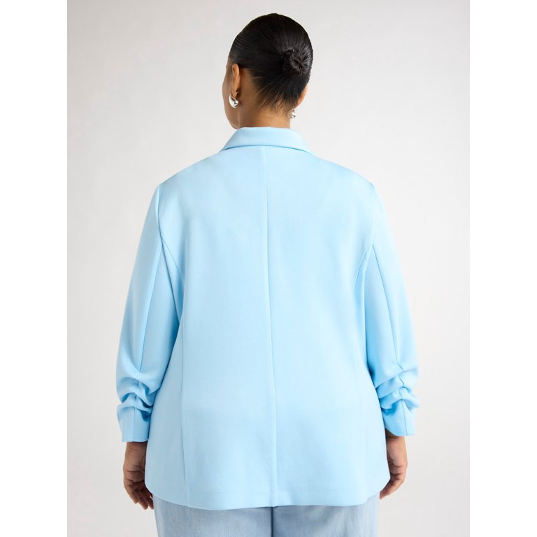 Scoop Women's and Women’s Plus Relaxed Ultimate ScubaKnit Blazer with Scrunch Sleeves, Sizes XS... | Walmart (US)