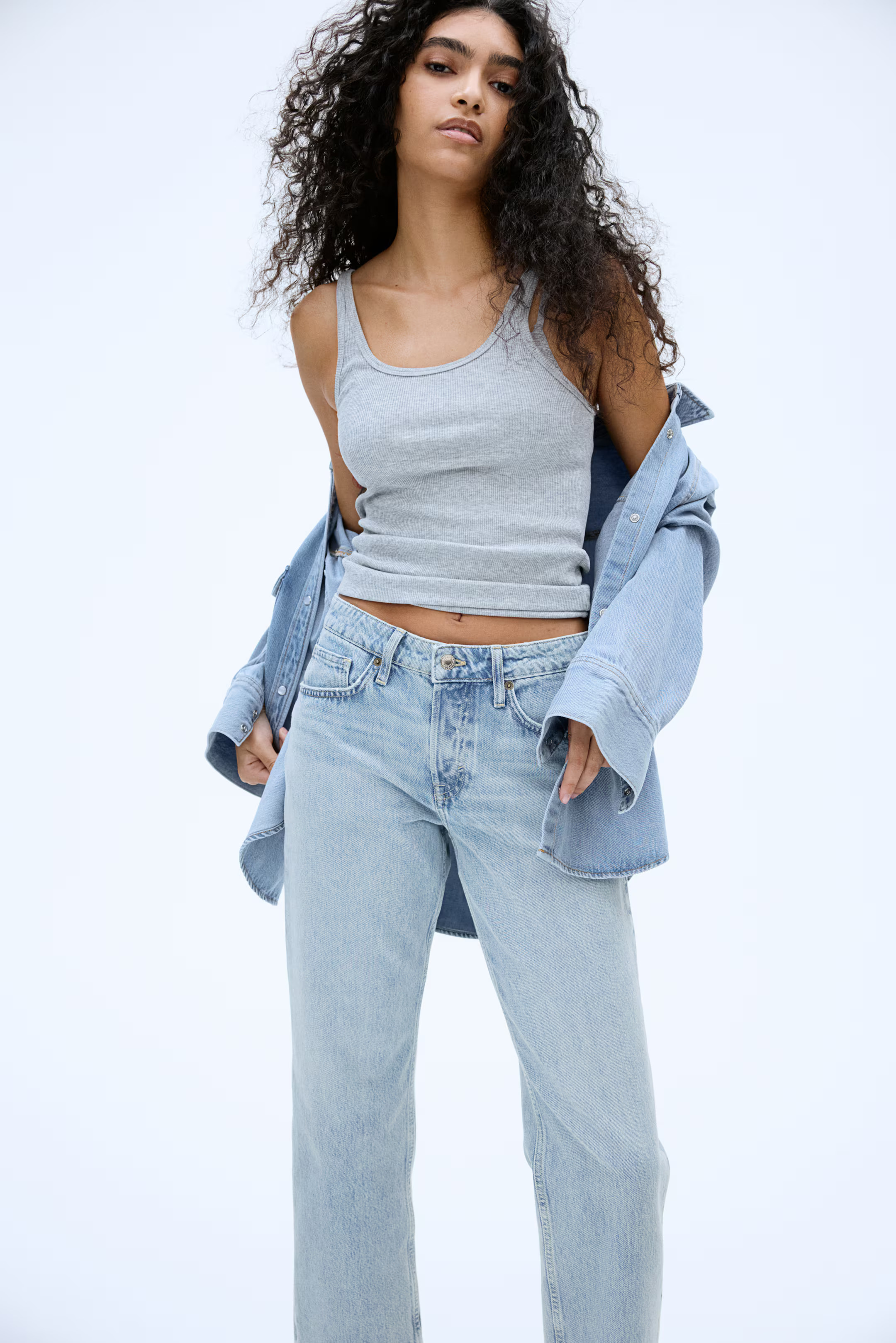 Straight Regular Ankle Jeans - Light denim blue - Ladies | H&M US | H&M (US + CA)