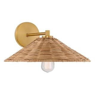 1-Light Natural Brass Wall Sconce with Natural Rattan Shade | The Home Depot