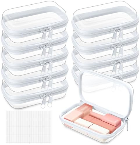 Sanwuta 10 Pcs Hard Zipper Case Clear Hard Pouches Plastic Zipper Pencil Box Toy Storage Bins Por... | Amazon (US)