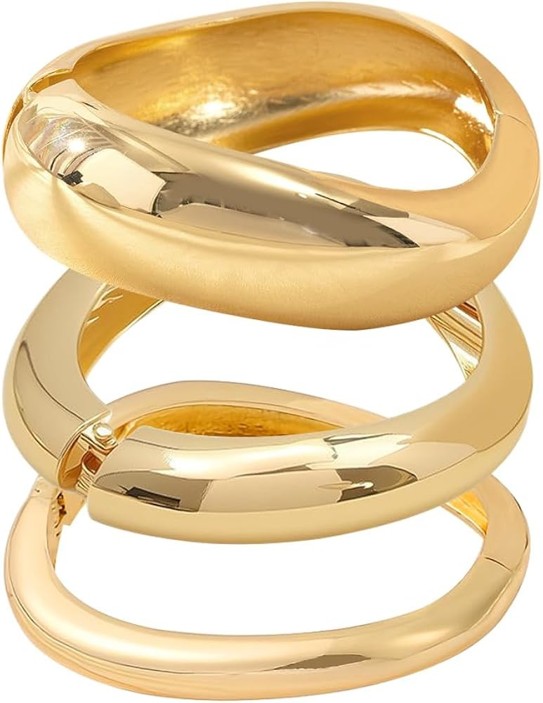 3 Stück Armband Damen Unregelmäßige Chunky Armreifen Minimalist Boho Mode Schmuck für Alltag ... | Amazon (DE)