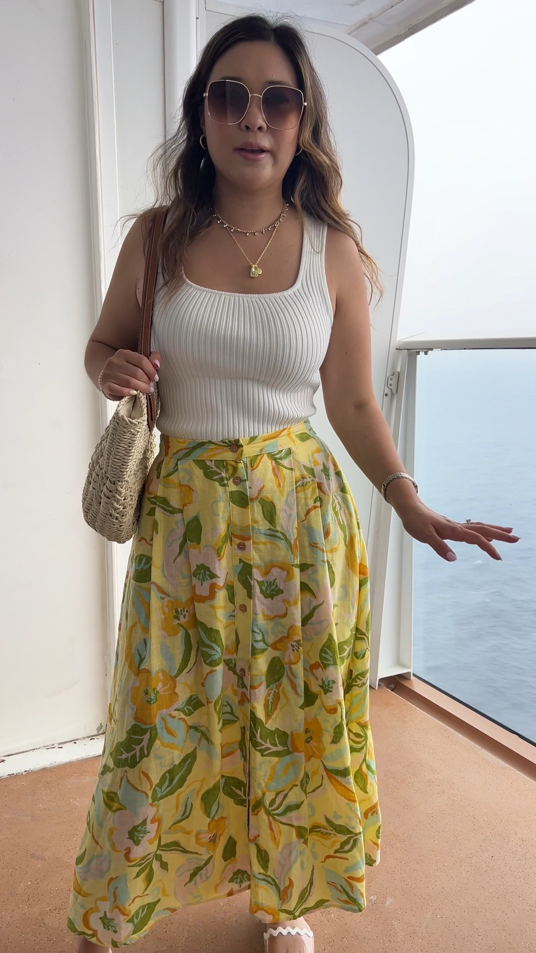 Cruise Outfit
Knit Tank: Small
Floral Printed Skirt: Medium 