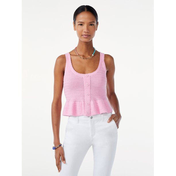 Scoop Women's Peplum Tank Top with Button Front - Walmart.com | Walmart (US)