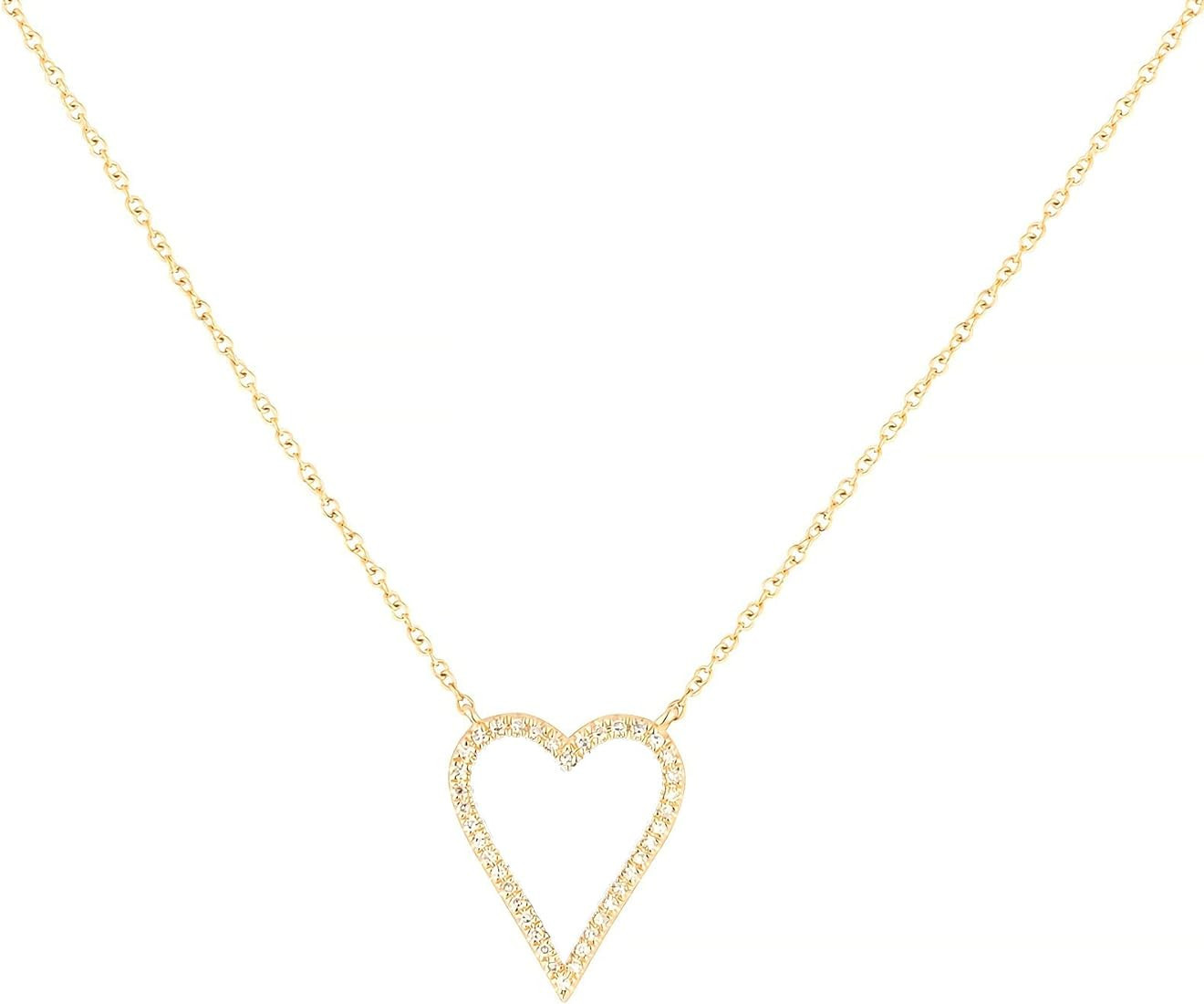 JINGDR Heart Necklace for Women Girls Trendy Preppy Jewelry Gold Plated Love Heart Pendant, Heart... | Amazon (US)