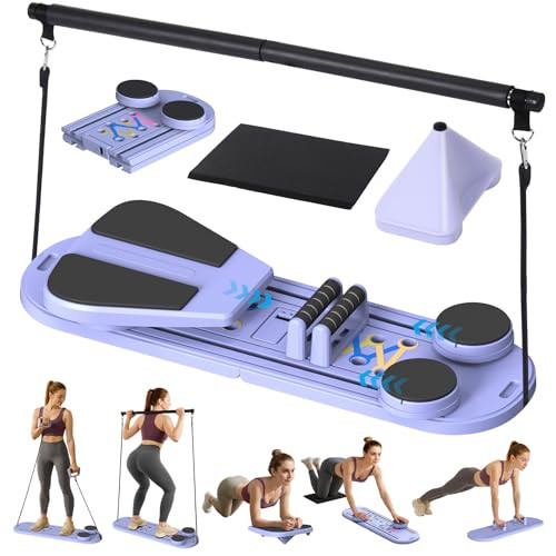 Pilates Board, Pilates Board for Home Workout, 7-in-1 Multifunctional Pilates Reformer Set with Timer, Portable Foldable Equipment for Women, Core Strength & Ab Flexibility Training | Amazon (US)