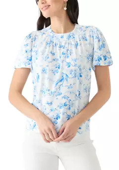 Women's Puff Sleeve Smock Neck T-Shirt | Belk