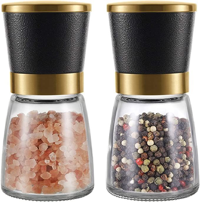 Gold Salt and Pepper Grinder Set Stainless steel Salt and Pepper Shaker Set Gold Ceramic Adjustab... | Amazon (US)