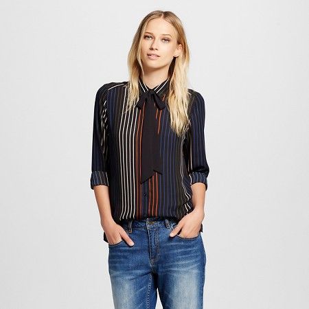 Women's Contrast Tie Button Down - Who What Wear™ | Target