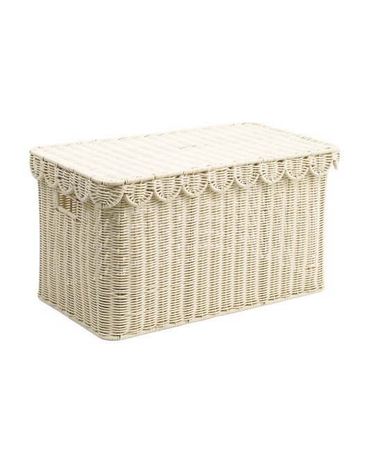 26in Resin Rectangular Trunk With Scalloped Lid | Marshalls