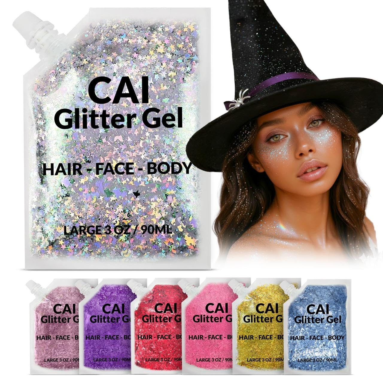 Face, Body & Hair Glitter Gel – Halloween Glitter for Kids and Women – 3 Oz Cosmetic-Grade Ge... | Amazon (US)