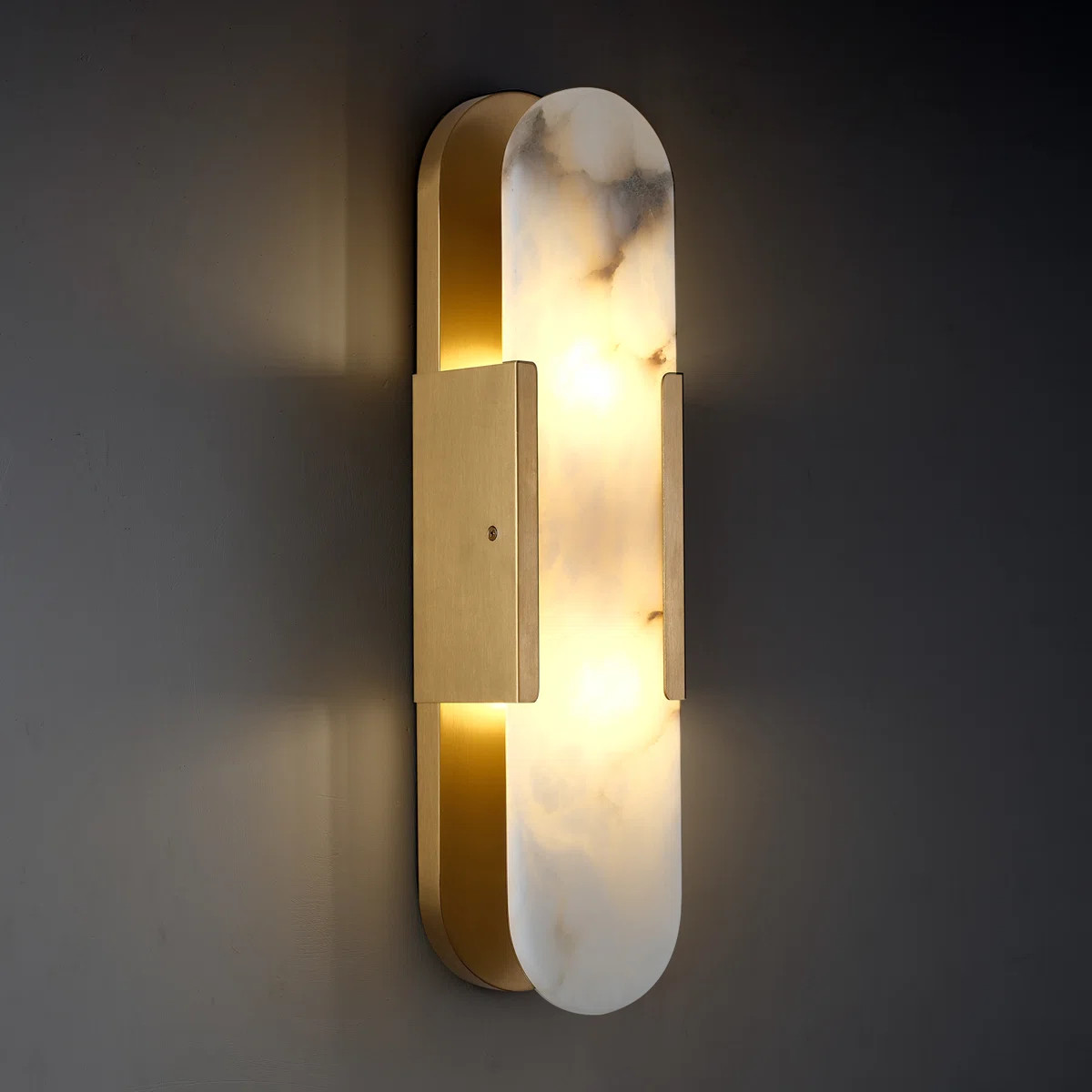 20" Dimmable Flush Mounted Wall Sconce with Alabaster Shade (Bulbs Included) | Wayfair North America