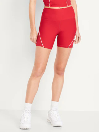 High-Waisted PowerSoft Biker Shorts -- 6-inch inseam | Old Navy (US)