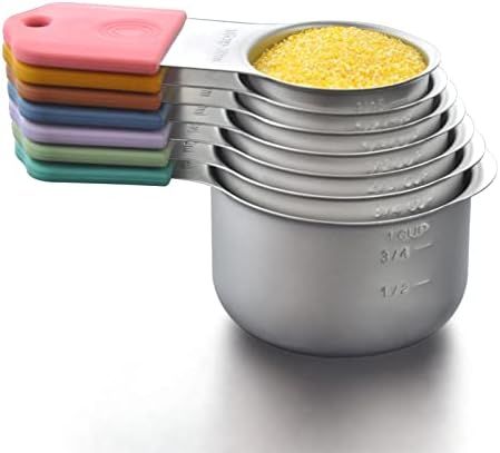 Magnetic Measuring Cups Set, 7 Pieces 18/8 Stainless Steel Stackable Nesting Heavy Duty Metal Mea... | Amazon (US)