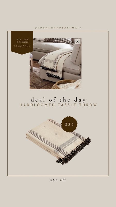 deal of the day // hand loomed tassel throw $80 off!!

amber lewis
amber interiors 
deal of the day

#LTKhome