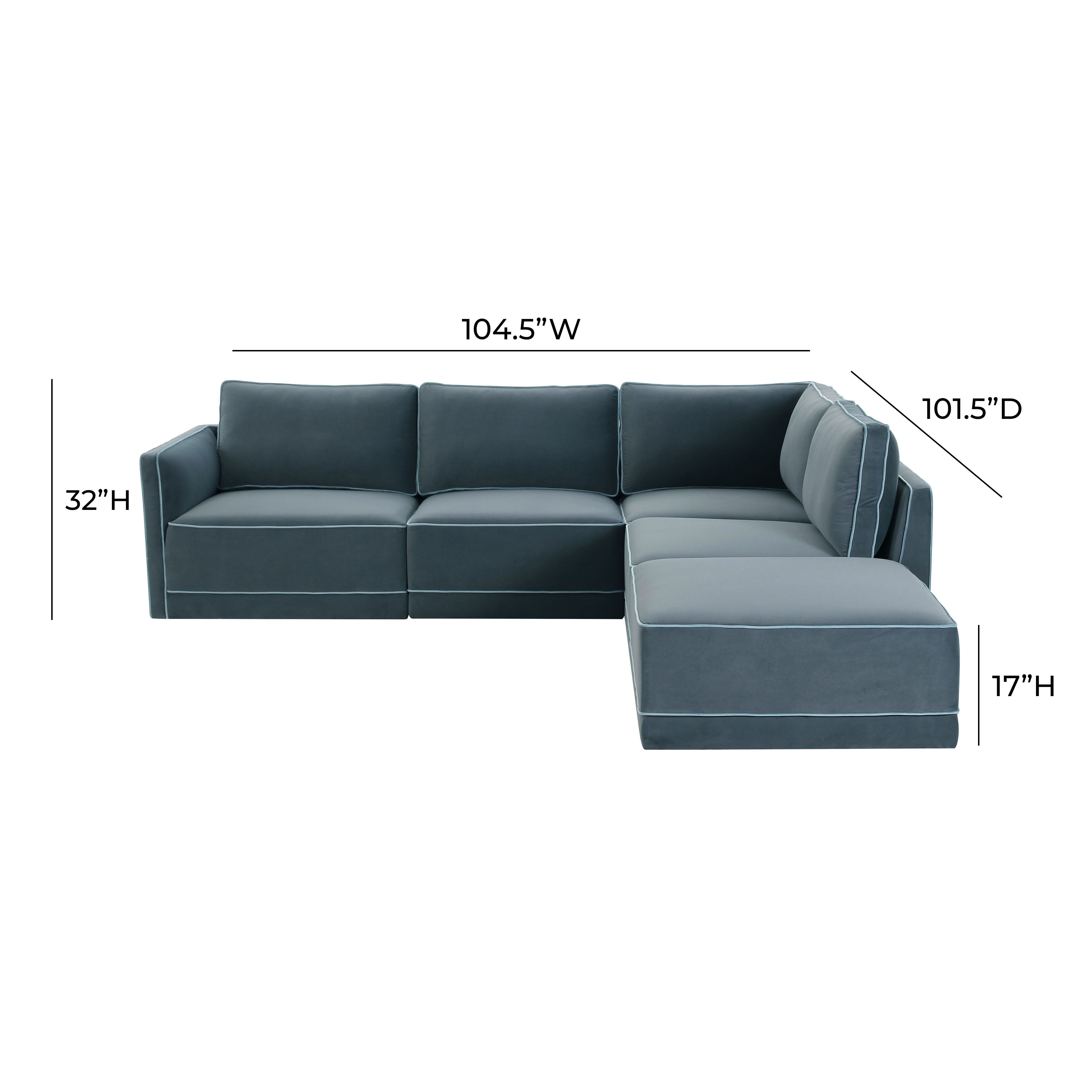 Willow 5-Piece Performance Velvet Modular Right Facing Sectional | TOV Furniture
