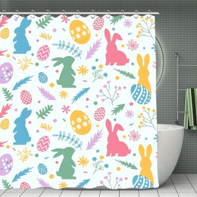 Colorful Easter Bunny Eggs Floral Shower Curtain, Vibrant Spring Waterproof Bathroom Decor 70.8x70.8 in | Target