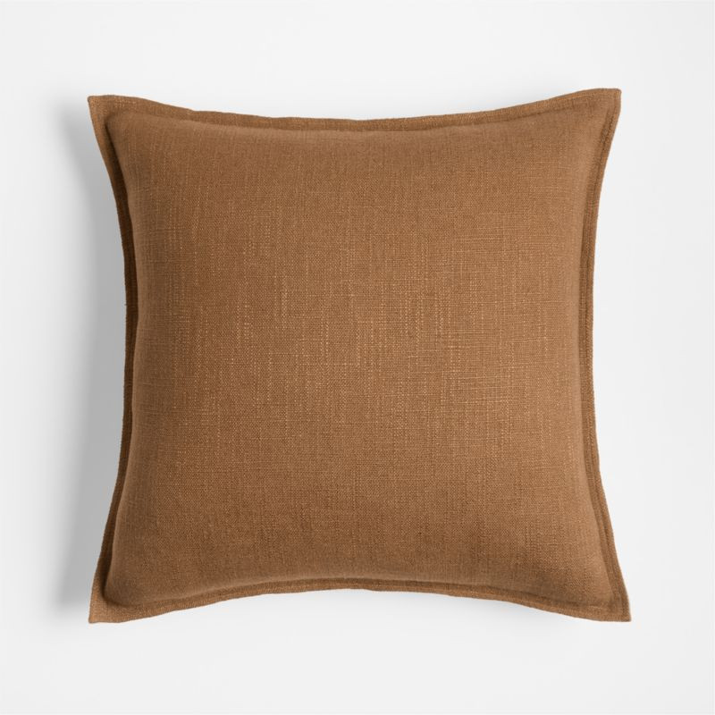 Maple Brown 20"x20" Organic Laundered Linen Throw Pillow Cover + Reviews | Crate & Barrel | Crate & Barrel