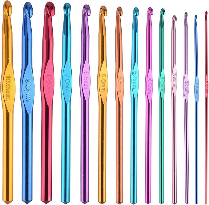 BCMRUN 14 pcs Multicolor Aluminum Crochet Hooks Knitting Needles Craft Yarn 2-10mm … | Amazon (US)