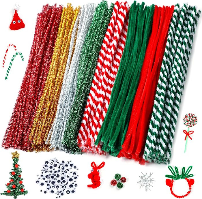 Christmas Pipe Cleaners,420 Pcs Pipe Cleaners Craft Set Including 320Pcs Pipe Cleaners &100Pcs Wi... | Amazon (US)