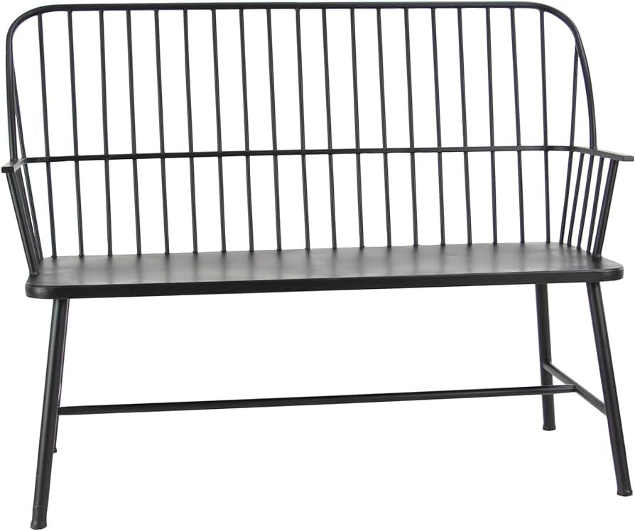 Deco 79 Metal Grill Style High Back Frame Outdoor Bench with Trestle Legs and Armrests, 48" x 19"... | Amazon (US)