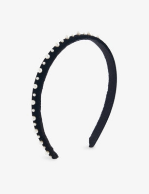 Lulu pearl-embellished velvet headband | Selfridges