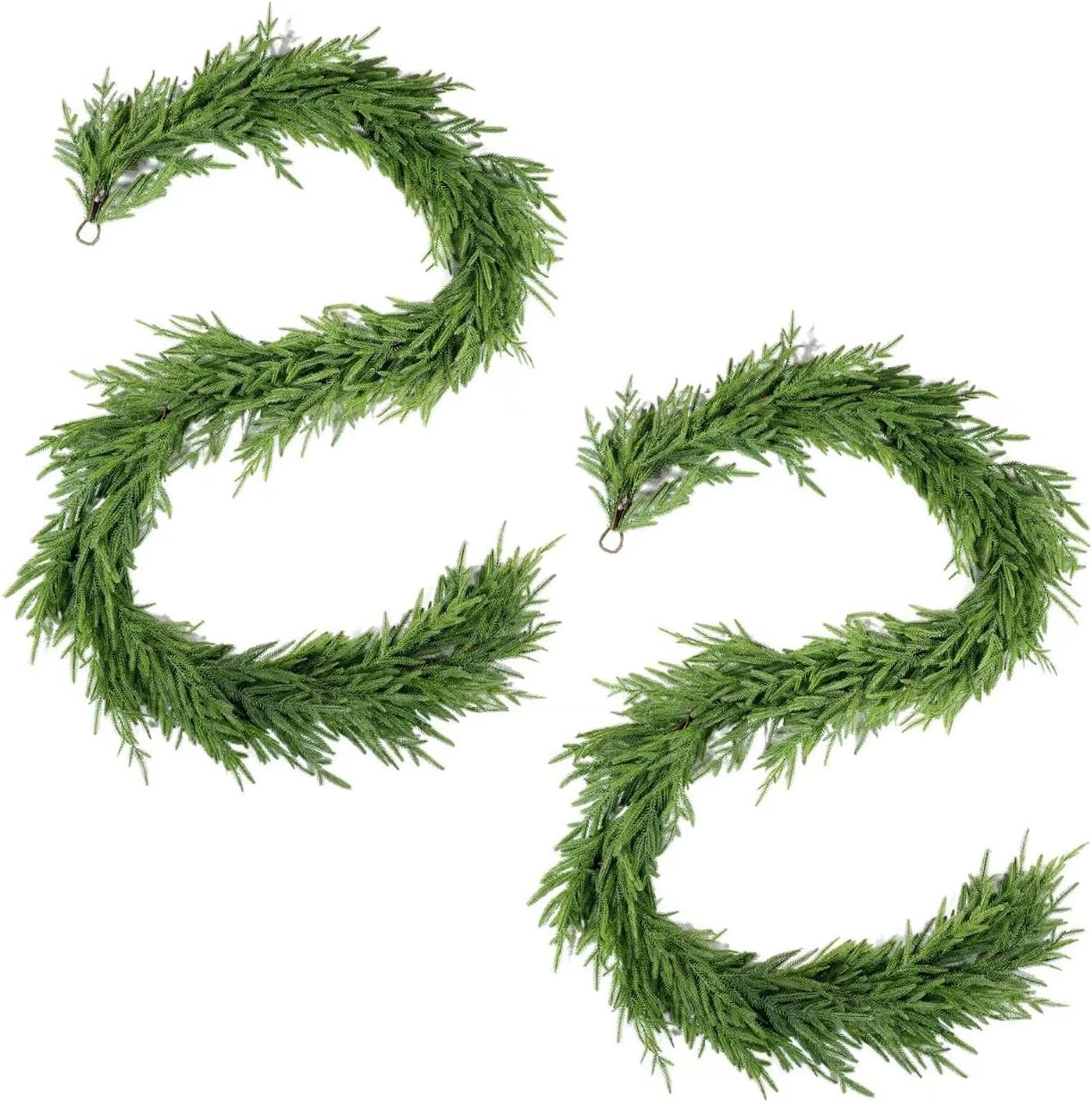 WBHome 2 PCS 9FT Real Touch Norfolk Pine Christmas Garland, Winter Greenery Garland for Christmas, Holiday Seasonal Outdoor/Indoor Home Decor | Amazon (US)