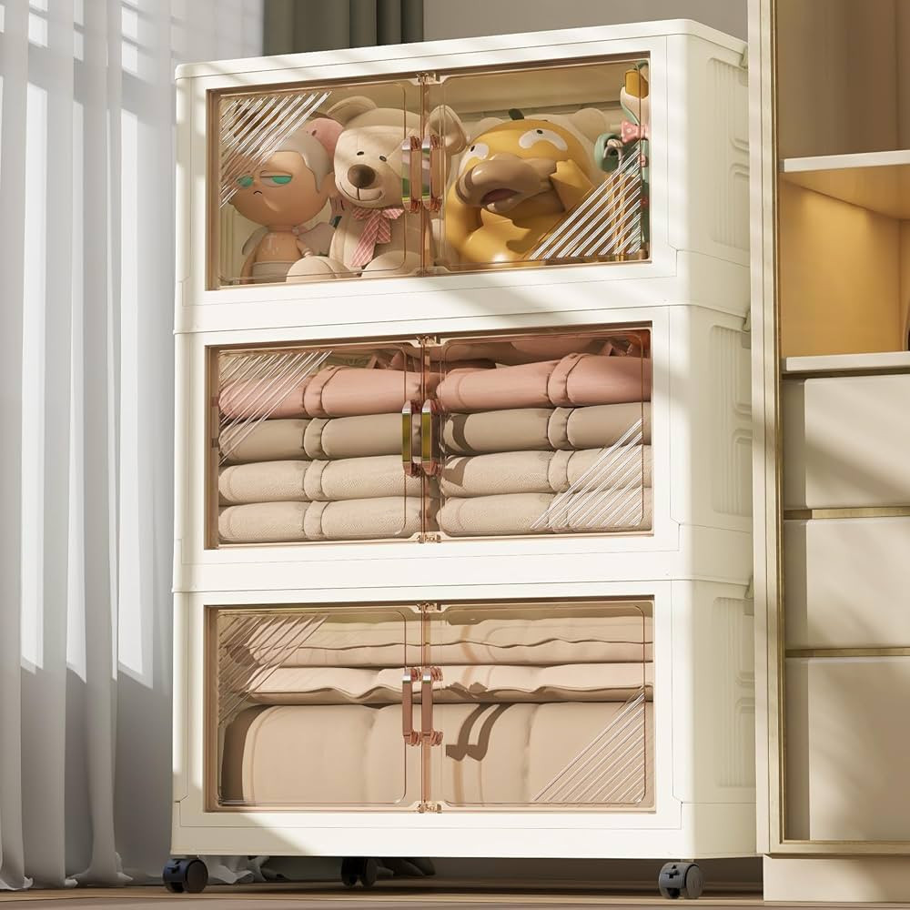 3 Storage Bins with 3 Lids, 23 Gal Collapsible Storage Bins, 3 Packs Stackable Storage Bins with ... | Amazon (US)